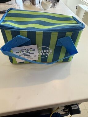 Trader Joe’s New Rare Mini Insulated Stripped Tote NWT with embroidered logo